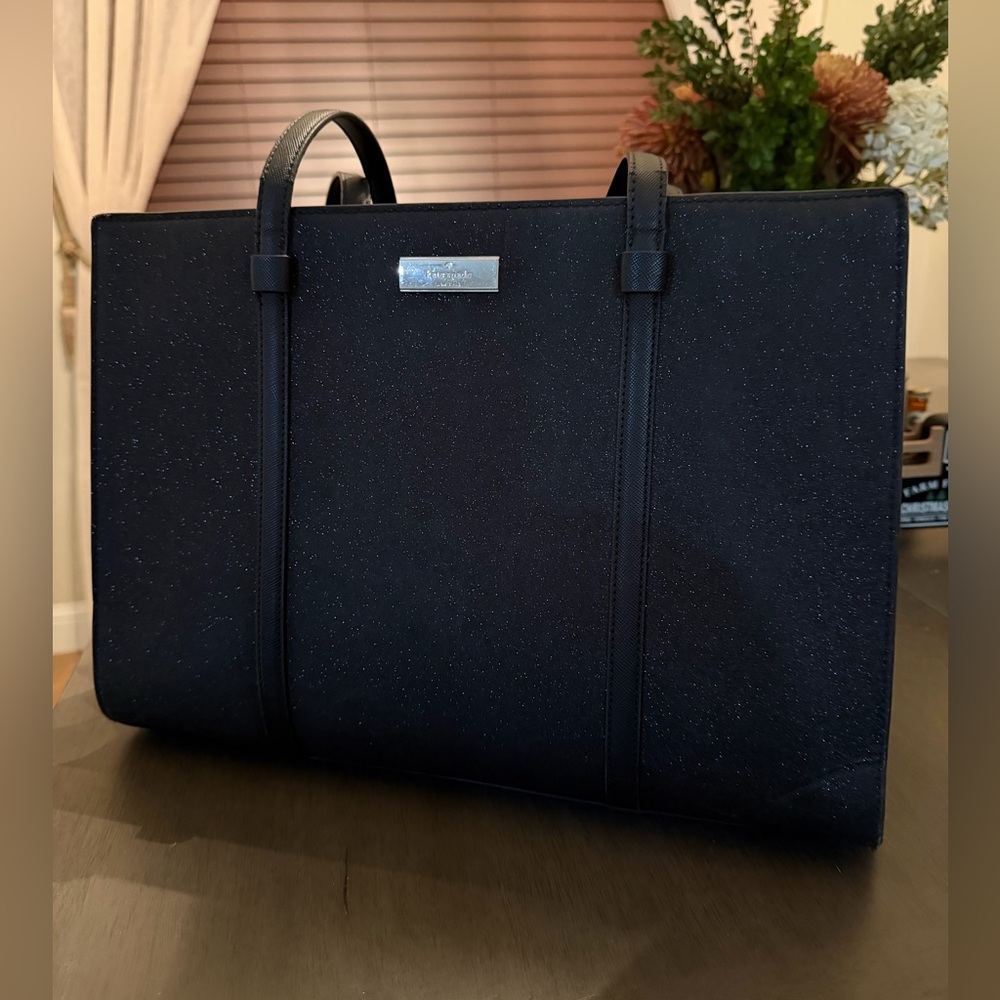 kate spade Black Sparkle Large Shoulder Tote